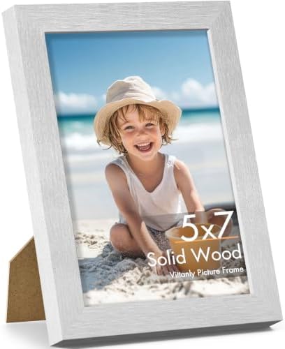 Vittanly 5x7 Picture Frame Made of Solid Wood for Wall or Tabletop, Silver by Vittanly