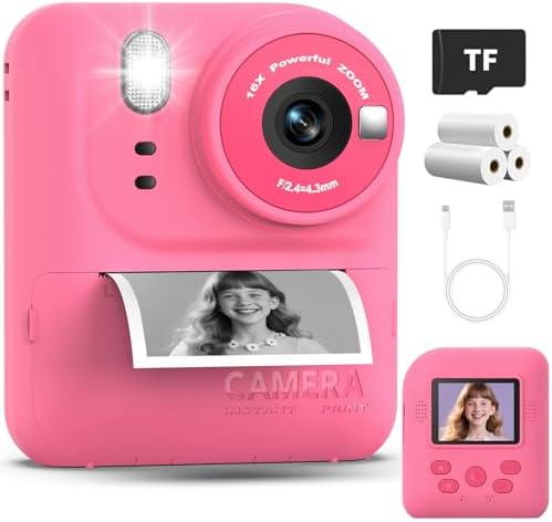 Okaloka Kids Instant Print Camera Toys,1080P HD Toddler Digital Video Camera,Christmas Birthday Gifts for Girls Boys Age 3-12 Year Old - TF Card Included (Red) by Okaloka