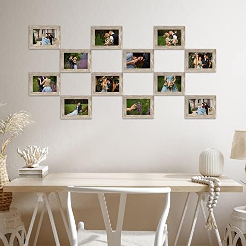 Giftgarden 12 Pack 3.5x5 Picture Frame Distressed White Beige, Rustic 3.5 by 5 Photo Frames Bulk for Desktop Display or Wall Mount - Image 5