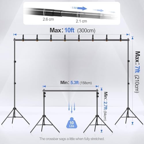 EMART Backdrop Stand 10x7FT Adjustable Back Drop Stand for Party Photoshoot - Image 2