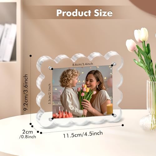 Chivalral 2x3 Magnetic Acrylic Frames 3 Pack,Scalloped Desktop Holders - Image 3