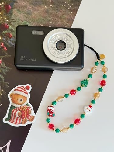 Drawwind Phone Charm Beaded Wristlet Strap Universal Cell Phone Lanyard Cute Bracelet Wrist Strap Beaded Chain String Handmade Accessories for Case Camera Bags (Merry Christmas) - Image 6