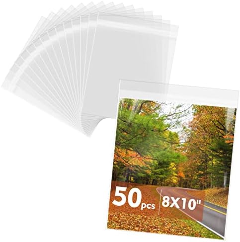 50 Pack 8x10 Inch Acid-Free Crystal Clear Plastic Sleeves for Art Prints by MatBoardCenter