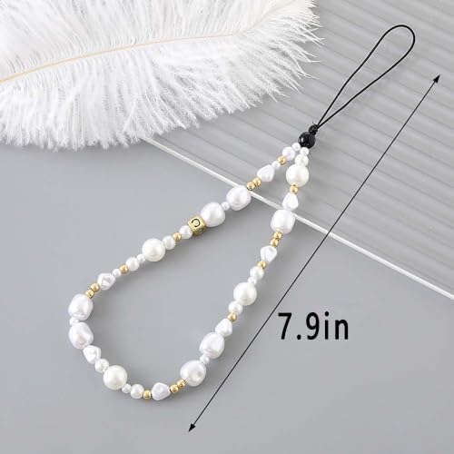 Beaded Phone Charm Lanyard Strap Girly Style Fixed Beads Pearl Lanyards - Image 3