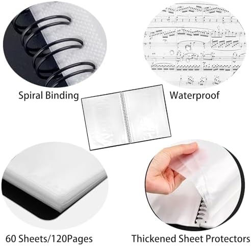 60 Pockets Portfolio Binder with Plastic Sleeves, Presentation Book Display 120 Pages File Folder for Artwork, Sheet Music, Document, Diamond Painting - Image 3