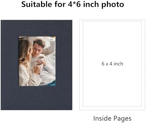 Small 4x6 Photo Album 24 Pockets Linen Cover Gray Blue - Image 2