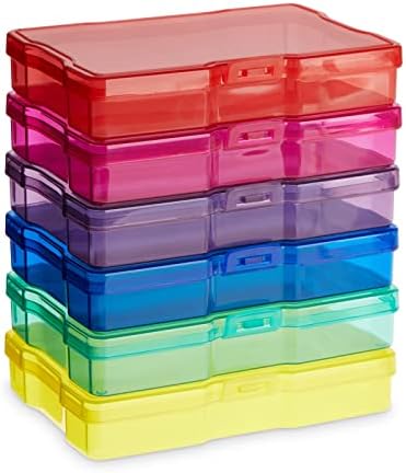 Paper Junkie Photo Storage Box - 4 x 6 in Clear Plastic & 6 Multicolor Inner Cases - Snap-Close Photo Storage Containers & Sticker Box - Image 6
