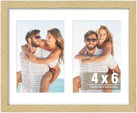 DUENPY 8x10 Solid Wood Double Frame For 2 4x6 Photos by DUENPY