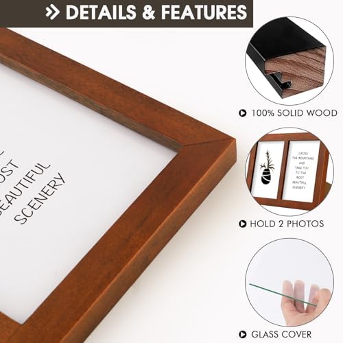 Golden State Art, 4x6 Double Picture Frame, Displays Two 4x6 Photos(Brown) - Image 3