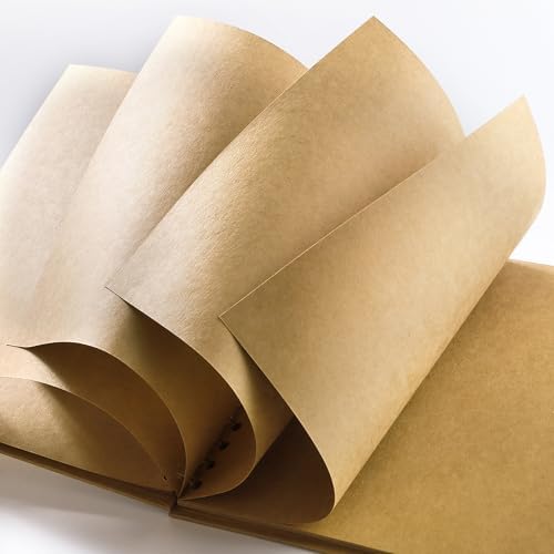 Scrapbook 10 x 10 Inch DIY Square Photo Window + 3 Corner Stickers, Photo Album Hardcover Kraft Paper Brown 20 Sheets/ 40 Pages - Image 4