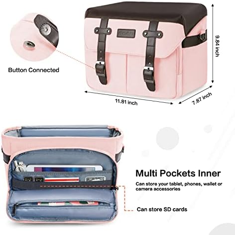 MOSISO Camera Case Crossbody Shoulder Messenger Photography Bag, Pink - Image 3