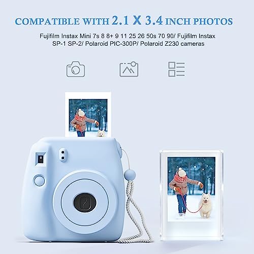 Instax Mini Picture Frames, 2x3 Small Photo Frame for Polaroid & Fujifilm Instax Mini Film, Cute Polaroid Picture Display Holder, Acrylic Little Photo Frames for Desktop Decor, Silver Glitter (3 Pack) - Image 2