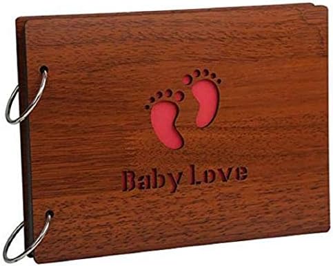 Gesteh DIY Scrapbook Album 8 X 6 inches with 1PC Photo Corner Sticker Album Wood Cover Picture scrape Book for Anniversary Wedding Guest sign in Book new born babies Couples Graduation(Baby Love) by zmgmsmhendlessefforts