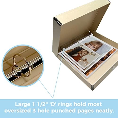 Lineco, Archival Tan 3-Ring Binder Album Box, 12.75x11.5x2 Inch - Image 5