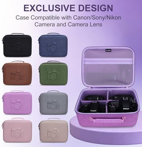 Medium Camera Case Bag for Canon/Sony/Nikon Camera and Multiple Lens Purple - Image 6