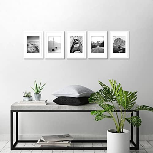 Americanflat 8x12 Picture Frame 5-Pack - Matted to 6x8 - White - Image 5