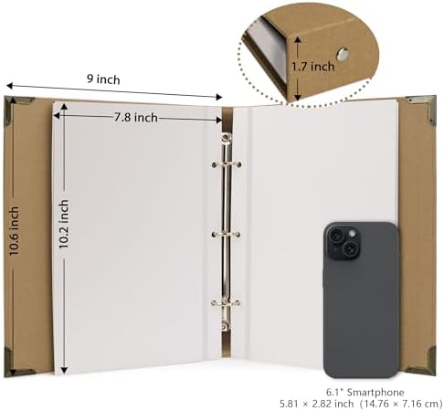 Vienrose 3-Ring Self-Adhesive Photo Album 9x10.6 In, 40 Pages, Khaki - Image 6