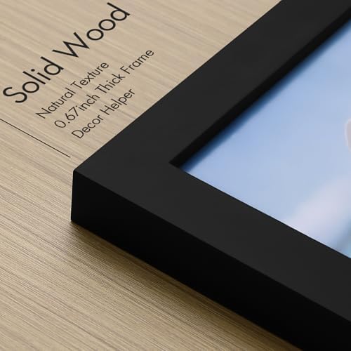 Vittanly 8x10 Picture Frame Made of Solid Wood for Wall or Tabletop, Black - Image 3
