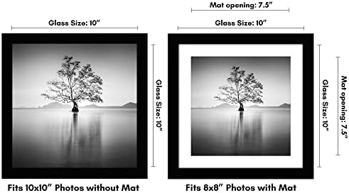 Americanflat 10x10 Picture Frame with Shatter-Resistant Glass - Use as 8x8 Frame with Mat or Display 10x10 Photo Without Mat - Signature Collection - Square Frames for Wall Display - Black - Image 2