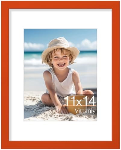Vittanly 11x14 Picture Frame Made of Solid Wood for Wall & Tabletop, Orange by Vittanly