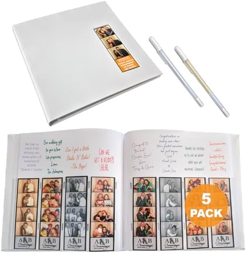 2x6 Strip Album, White Cover White Pages, 2 Gel Pens, 5pk by PhotoBoothNook