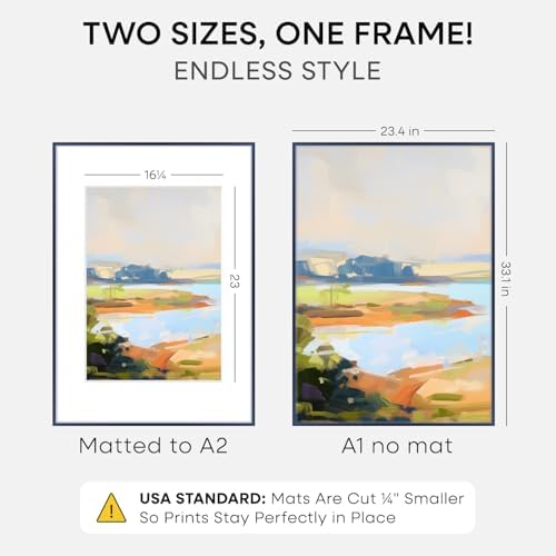 Homeforia A1 Blue Poster Frame, High-End Metal, A2 Mat, Glass - Image 2