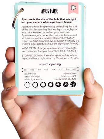 DSLR Cheat Sheet Cards for Canon, Nikon and Sony Cameras - Plastic Quick Reference Photography Cards | Camera Settings, Exposure & Manual Mode (Bright) - Image 5