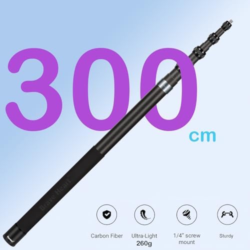 17-118"/3.0m Carbon Fiber Invisible Selfie Stick 9.8ft Extended Super Long Pole for Insta360 X5/X4 Insta 360 X3 ONE X2, ONE R, ONE X, ONE GO 3S 3 2 Gopro Max Action Camera Accessories - Image 5