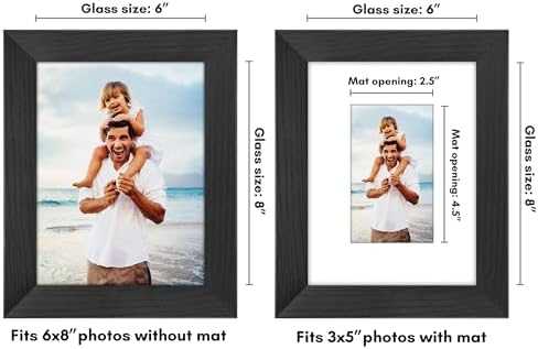Americanflat 6x8 Picture Frame - Matted to 3x5 - Engineered Wood - Black - Image 2