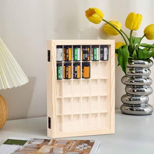 30 Slots Wooden Film Cassette Display Case for 135 Film Cassette, Solid Wood, Rustic Style, Practical Storage Rack with Latch Mechanism, Multipurpose Organizer - Image 4