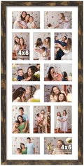DUENPY 14x30 Collage Frame For 14 4x6 Photos Brown by DUENPY