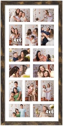 DUENPY 14x30 Collage Frame For 14 4x6 Photos Brown by DUENPY
