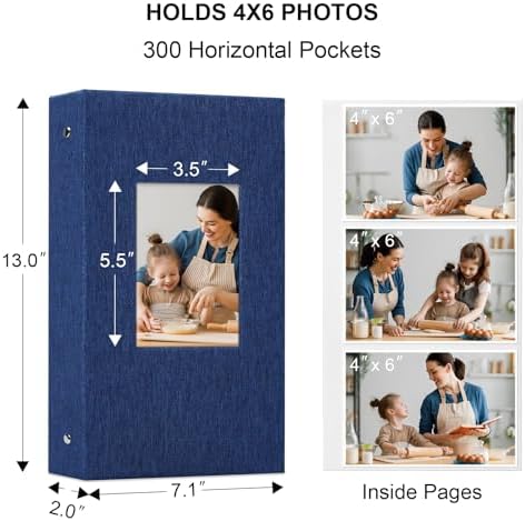 Vienrose 4x6 Photo Album,300 Pockets,Linen Cover with Window,Blue - Image 6