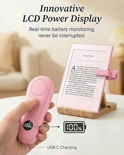RF Remote Control Page Turner with Upgrade LCD Power Display, Wireless Reading Clicker for Kindle Paperwhite Kobo Oasis iPad, Phone Camera Remote Trigger, 36-Month Warranty (Pink) - Image 2