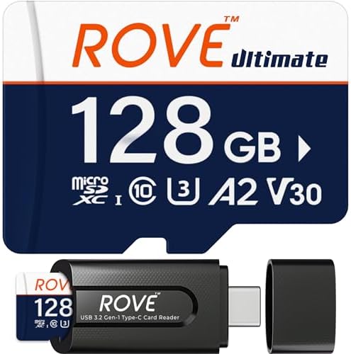 ROVE Ultimate Micro SD Card microSDXC 128GB Memory Card with USB 3.2 Type C Card Reader 512GB 170MB/s C10, U3, V30, 4K, A2 for Dash Cam, Android Smart Phones, Tablets, Games by ROVE