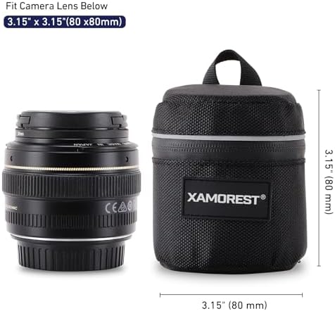 Camera Lens Case Lens Bag Compatible (3.15" x 3.15"(Nylon, Black)) - Image 2