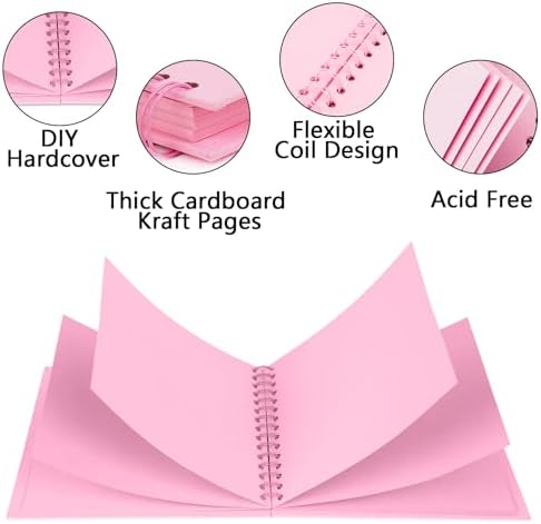Scrapbook Album 7x7in, Acid-Free Kraft Paper 20 Sheets 40 Pages - Image 5