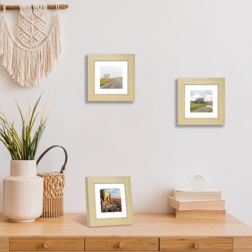 4x4 Picture Frame Set of 4 with Real Glass, Wall & Tabletop Display - Image 2