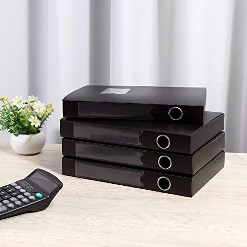 HUA JIE 4 Pack A4 Storage File Boxes Plastic Archives Cases with Lid,Black - Image 6