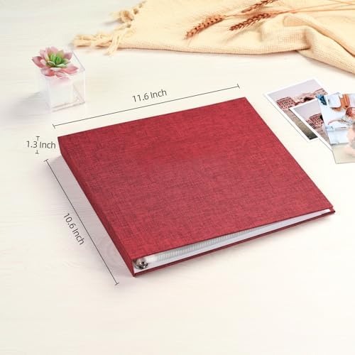 Mublalbum 10x10 Inch 3 Ring DIY Scrapbook Photo Album 40 Pages, Red - Image 2