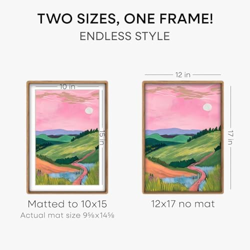 Homeforia 12x17 Mortise&Tenon Natural Oak Picture Frame, 10x15 Mat, Glass - Image 3