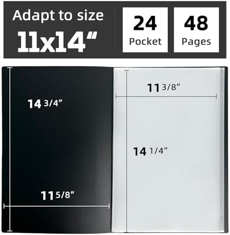 11x14 Black Art Portfolio Folder Displaying 48 Pages with Plastic Sleeves - Image 2