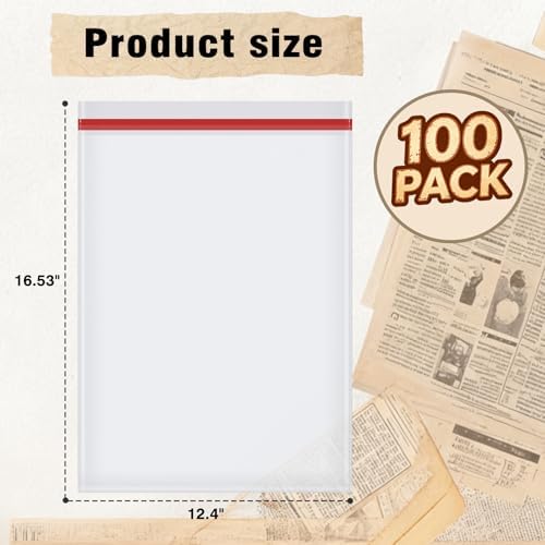 100 Pieces 16.53"X12.4" Newspaper Storage Sleeves for Art Prints - Image 2