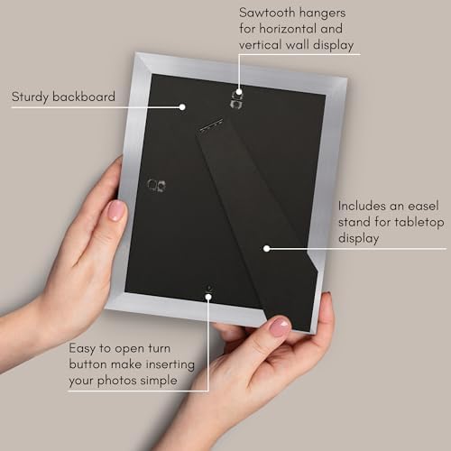 Americanflat 8x10 Picture Frame - Matted to 5x7 - Engineered Wood - Silver - Image 5