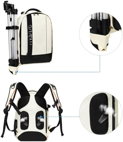 MOSISO Camera Backpack,Photography Backpack Padded Camera Bag, Beige - Image 4