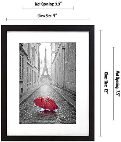 Americanflat 9x12 Picture Frame 4-Pack - Matted to 6x8 - Black - Image 2