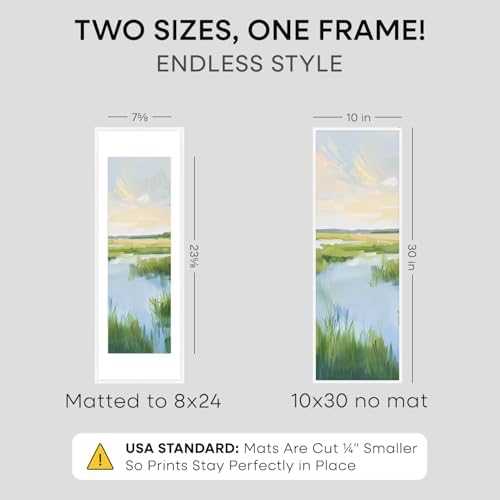 Homeforia 10x30 White Picture Frame, High-End Metal, 8x24 Mat, Glass - Image 2