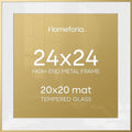 Homeforia 24x24 Gold Picture Frame, High-End Metal, 20x20 Mat, Glass by Homeforia