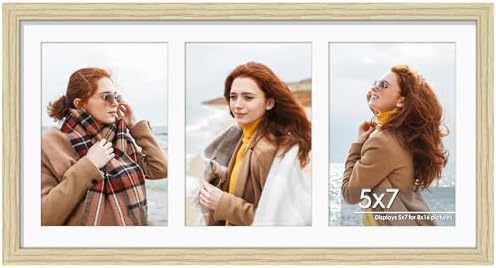 DUENPY 8x16 Collage Frame For 3 5x7 Photos Wood Color by DUENPY