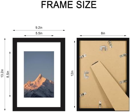8x12 Picture Frame Set of 4 with Real Glass, Wall & Tabletop Display - Image 4